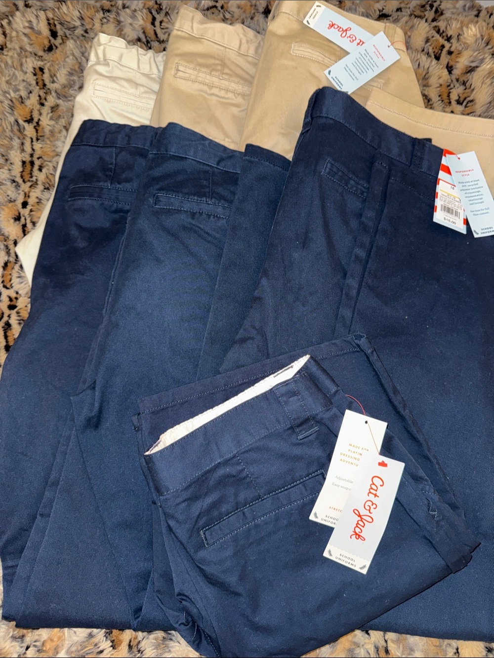 Cat & Jack Girls Chino Pants in Navy and Tan